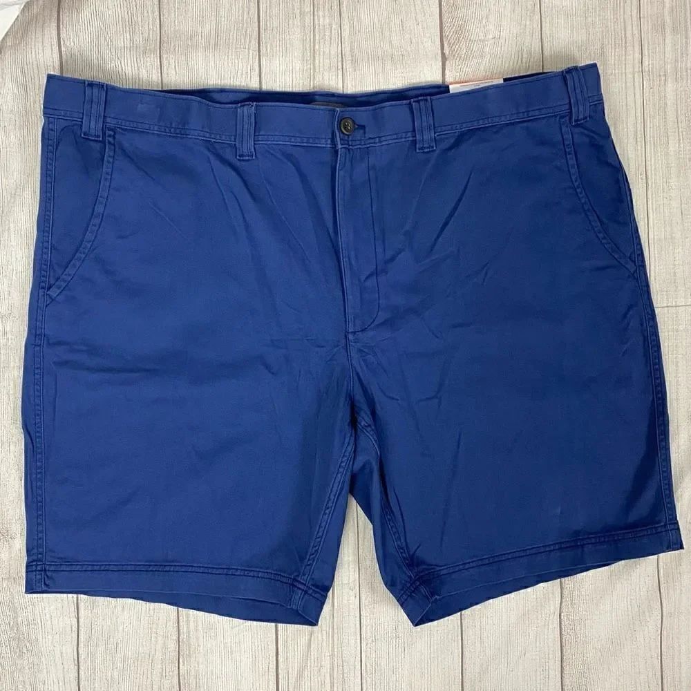 St. Johns Bay men 52 big New comfort stretch flat front chino shorts navy blue